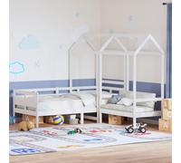 vidaXL Set de sofá cama con banco y techo madera pino blanco 80x200 cm