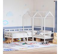 vidaXL Set de sofá cama con banco y techo madera pino blanco 80x200 cm