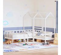 vidaXL Set de sofá cama con banco y techo madera pino blanco 80x200 cm
