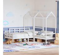 vidaXL Set de sofá cama con banco y techo madera pino blanco 80x200 cm