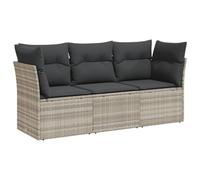 vidaXL Set de sofá de jardín 3 pzas modulares con cojines, ratán sintético Gris