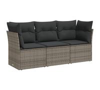 vidaXL Set de sofá de jardín 3 pzas con cojines para patio y terraza Ratán sintético gris