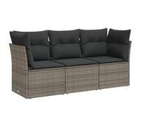vidaXL Set de Sofá de Jardín y Cojines 3 pzas, Sillas con Respaldos, Sofás Modulares, Asientos para Patio Terraza, Ratán Sintético Gris