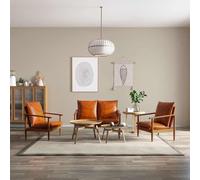 vidaXL Set de sofás 3 pzas cuero auténtico madera maciza acacia marrón