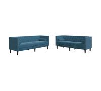 Set De Sofás Chesterfield Con Cojines 2 Piezas Terciopelo Azul Vidaxl