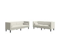 vidaXL Set de sofás Chesterfield con cojines 2 piezas terciopelo crema
