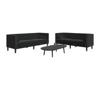 Set De Sofás Chesterfield Con Cojines 2 Piezas Terciopelo Negro Vidaxl