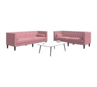 vidaXL Set de sofás Chesterfield con cojines 2 piezas terciopelo rosa