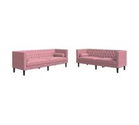 vidaXL Set de sofás Chesterfield con cojines 2 piezas terciopelo rosa