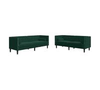 Set De Sofás Chesterfield Con Cojines 2 Piezas Terciopelo Verde Vidaxl