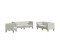 Set De Sofás Chesterfield Con Cojines 3 Piezas Terciopelo Crema Vidaxl