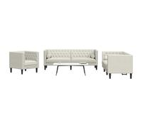 Vidaxl set de sofás chesterfield con cojines 3 piezas terciopelo crema