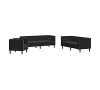 vidaXL Set de sofás Chesterfield con cojines 3 piezas terciopelo negro