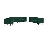 Set De Sofás Chesterfield Con Cojines 3 Piezas Terciopelo Verde Vidaxl