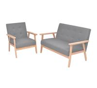 vidaXL Set de sofás de 2 piezas, tela gris claro