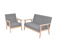 vidaXL Set de sofás de 2 piezas, tela gris claro
