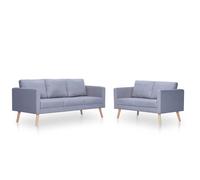 vidaXL Set de sofás 2 y 3 plazas de tela gris claro - 116 x 70 x 73 cm