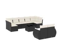 vidaXL Set de sofás de jardín 10 pzas cojines ratán sintético negro