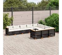 vidaXL Set de sofás de jardín 10 pzas cojines ratán sintético negro