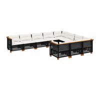 vidaXL Set de sofás de jardín 10 pzas cojines ratán sintético negro