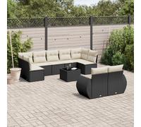 vidaXL Set de sofás de jardín 10 pzas cojines ratán sintético negro