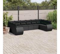 vidaXL Set de sofás de jardín 10 pzas cojines ratán sintético negro