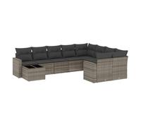Vidaxl set de sofás de jardín 10 pzas con cojines ratán sintético gris