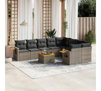 vidaXL Set de sofás de jardín 10 pzas con cojines ratán sintético gris