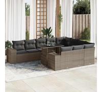 vidaXL Set de sofás de jardín 11 pzas y cojines ratán sintético gris