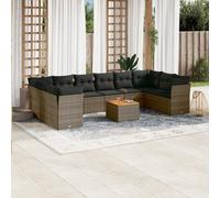 vidaXL Set de sofás de jardín 11 pzas y cojines ratán sintético gris