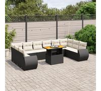 vidaXL Set de sofás de jardín 11 pzas y cojines ratán sintético negro