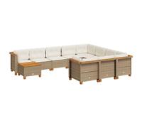 vidaXL Set de sofás de jardín 11pzas con cojines ratán sintético beige