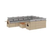 Vidaxl set de sofás de jardín 11pzas con cojines ratán sintético beige