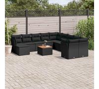 vidaXL Set de sofás de jardín 12 piezas cojines ratán sintético negro