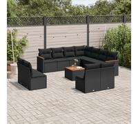 vidaXL Set de sofás de jardín 12 piezas cojines ratán sintético negro