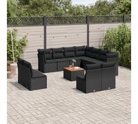 vidaXL Set de sofás de jardín 12 piezas cojines ratán sintético negro
