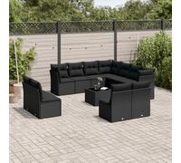vidaXL Set de sofás de jardín 12 piezas cojines ratán sintético negro