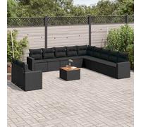 vidaXL Set de sofás de jardín 12 piezas cojines ratán sintético negro