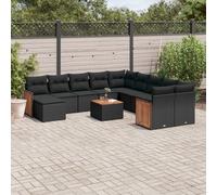 vidaXL Set de sofás de jardín 12 piezas cojines ratán sintético negro