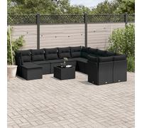 vidaXL Set de sofás de jardín 12 piezas cojines ratán sintético negro