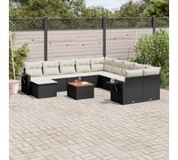 vidaXL Set de sofás de jardín 12 piezas cojines ratán sintético negro