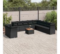 vidaXL Set de sofás de jardín 12 piezas cojines ratán sintético negro