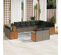 vidaXL Set de sofás de jardín 12 pzas con cojines ratán sintético gris