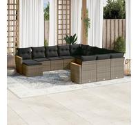 vidaXL Set de sofás de jardín 12 pzas con cojines ratán sintético gris
