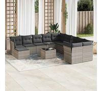 vidaXL Set de sofás de jardín 12 pzas y cojines ratán sintético gris
