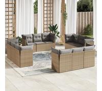 vidaXL Set de sofás de jardín 12 pzas y cojines ratán sintético marrón