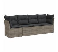 vidaXL Set de sofás de jardín 4 pzas y cojines ratán sintético gris