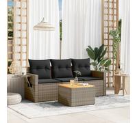 vidaXL Set de sofás de jardín 4 pzas y cojines ratán sintético gris