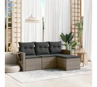 vidaXL Set de sofás de jardín 4 pzas y cojines ratán sintético gris