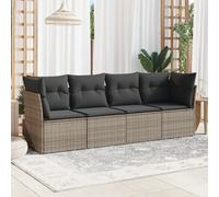 vidaXL Set de sofás de jardín 4 pzas y cojines ratán sintético gris